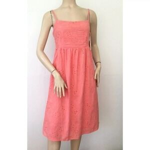 NANETTE LEPORE Light Flamingo Coral Smocked Adjustable Straps Sun Dress (Size 8)